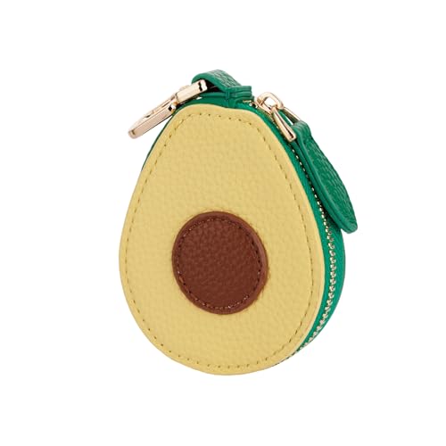 Fruit Coin Purse Bag Charm Keychain, Mini Charm Kawaii Leather Coin Purse Pouch Holder for Airtag Handbag Tote Wallet - color: Avocado-1