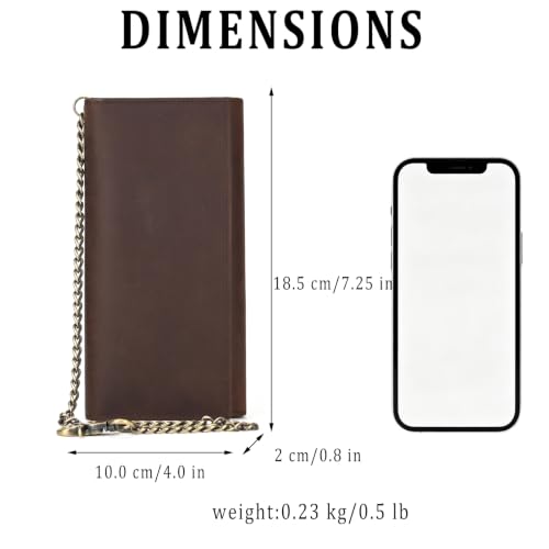 Motorcycle Chain Wallet for Men Tri-fold Long Biker Wallet with Heavy Duty Chain for Bikers Truckers Hunters - color: 09-Brown