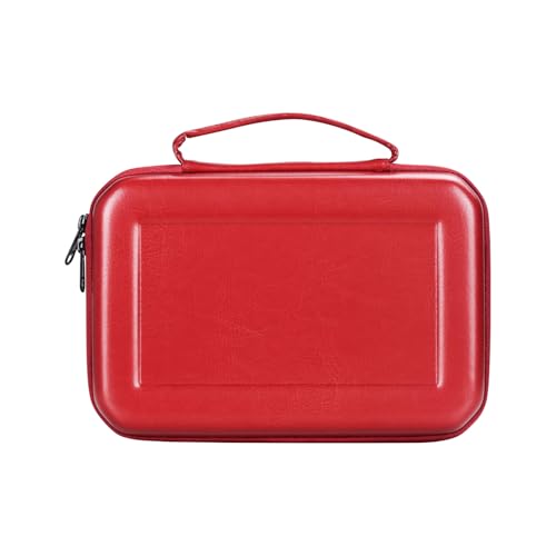 PU Leather 16 Slots pen case/boxes， Pencil Tray Case Organizer,Handmade Display Zippered Pouch for Rollerball Pen，fountain pen-Retro（red） - color: red