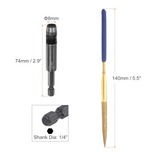 HARFINGTON Leather Hole Punch Tool 8mm 45#Steel 1/4 Hex Shank Drill Bits Electric Hollow Punch Set with 5.5" Half-Round File for Leathercraft Belt Fabric PVC Plastic Handbags Watch Band DIY - size: 8mm