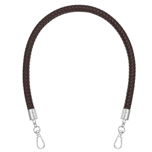 PATIKIL Braided Purse Straps 62cm / 24", PU Leather Handbag Handles Replacement with Silver Buckle for DIY Purse Handbag Tote Making Accessories, Dark Brown - color: Dark Brown, size: 24 Inch