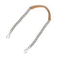 uxcell Purse Chain Strap, 39" Leather Iron Flat Chain Strap Handbag Chains Purse Handles Shoulder Replacement Strap (Beige Strap Silver Chain) - color: Beige, Silver, size: 39"