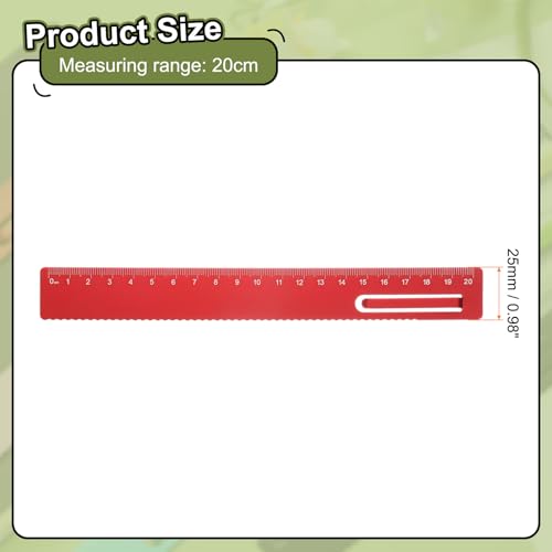 HARFINGTON 3pcs Straight Ruler 20cm Metric Metal Aluminum Alloy Measuring Bookmark Clip Ruler Scale Tool for Measure Study Reading Classroom Office, Red - color: Red, size: 20cm