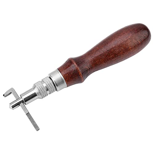 Professional Leather Groover Tool, Adjustable High Hardness Quenched Steel Leather Edge Stitching Notcher for DIY Leather Craft Wooden Handle 135mm