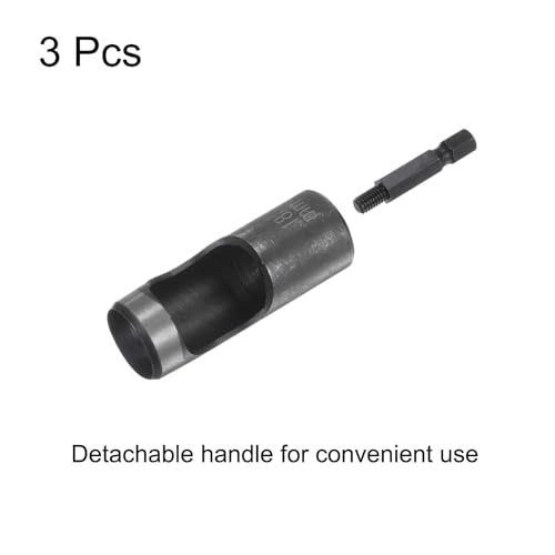 HARFINGTON 3pcs Leather Hollow Punch 1/4 Hex Shank for Drills, 18mm Dia Rotary Hole Punch for Thick Fabrics Leathercraft Working - size: 18mm