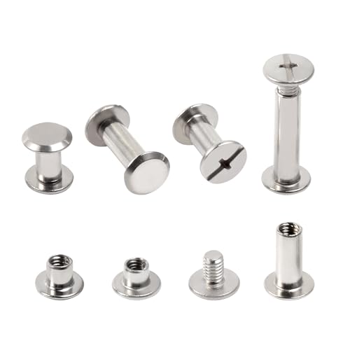 80 Sets Chicago Screws Kit for Leather Crafts, 304 Stainless Steel Binding Screws Rivet, 3 Sizes (M5x12,15,18mm) Binding Post (Silver) - color: Silver-m5x12,15,18