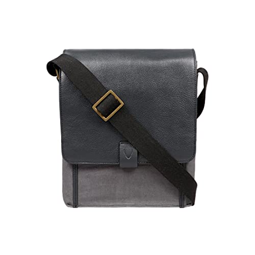 Hidesign Aiden Genuine Leather Medium Crossbody Men/Women Shoulder Messenger Bag/Travel Bag / 10.5" iPad Bag, Gray - color: Gray