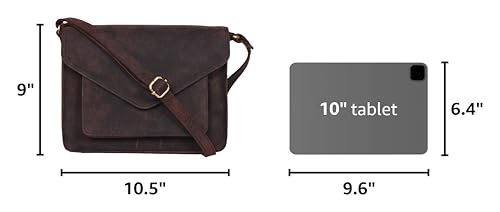 Ozora Genuine Leather Crossbody Purse for Women, Shoulder Bag - color: Brown Hunter