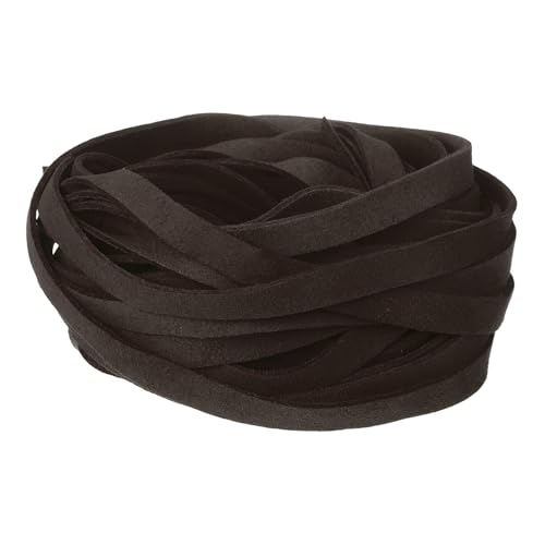 uxcell 10Pcs 1 Yard 10mm Wide Flat Leather String Cord, 1.4mm Thick Craft Suede Strap Braiding Lacing Strips Rope for DIY Leather Crafts Necklace Bracelet Collars Belts, Dark Brown - color: Dark Brown