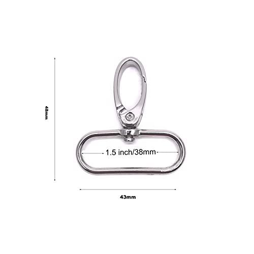 1.5 inch Swivel Lobster Clasp 1-1/2 inch Metal Swivel Snap Hooks Silver | 10pcs Clips Lobster Clasp Large Swivel Hooks for Purses Bag Hardware Handbag Backpack Lanyard Strap Craft Making Goyunwell - color: Silver