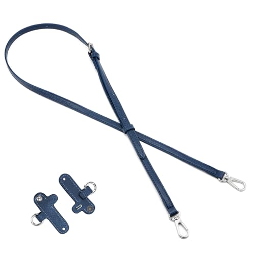 DEVPSISR Leather Strap Suitable for Longchamp Handbag,Crossbody Adjustable Shoulder Strap Conversion Kit - color: Blue-silver