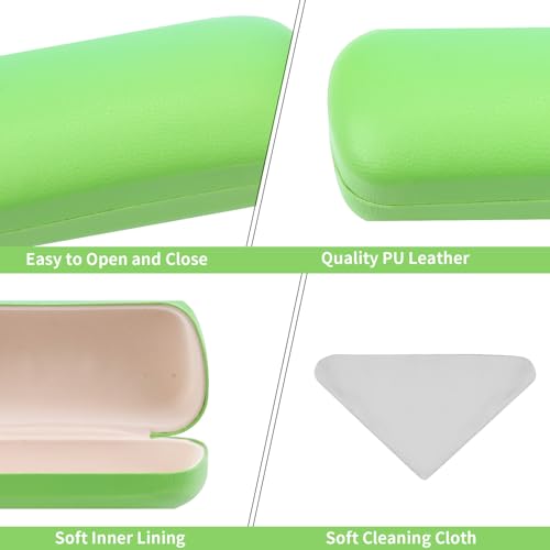 PERFECTSIGHT Sunglasses Case, Large Hard Shell Glasses Case, Cute PU Leather Protective Eyeglasses Case for Women Men - color: Green