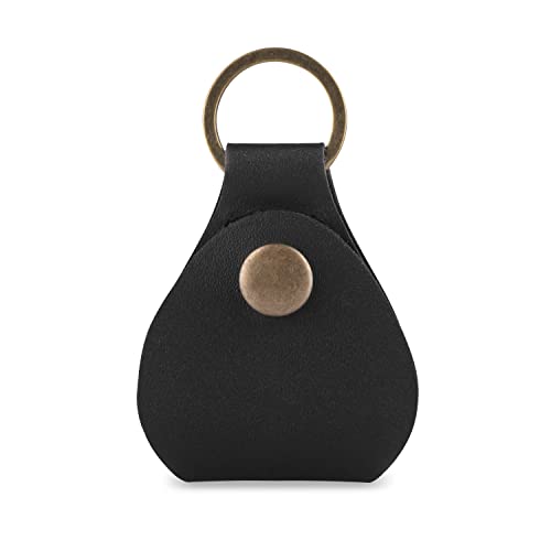 Leather Guitar Pick Holder Keychain, Guitar Pick Holder Case Bag, Plectrum Key Fob Cases Bag, Gift for Guitar Players Black - color: Black