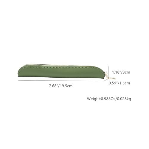 Slim Pencil Case Skinny Pen Case Pen Pouch (FL Green) | Smooth gold zipper; wipe-clean faux leather; fits a few gel writers and a stylus; slips into planners backpacks and totes - color: Green
