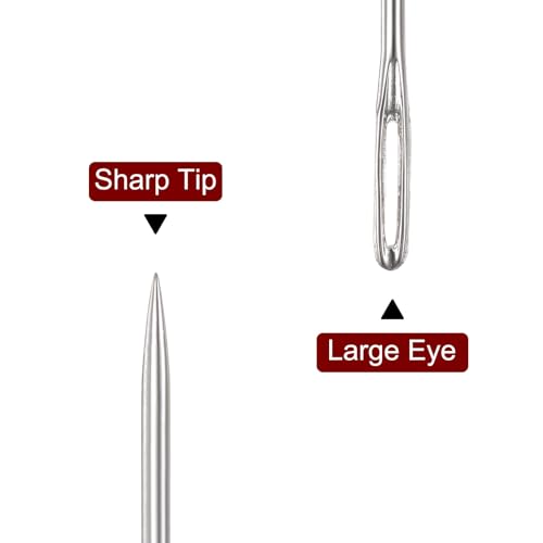 HARFINGTON 10pcs 5.91 Inch Upholstery Needles Large Eye Stitching Needles Stainless Steel Straight Hand Sewing Needles for Home Hand Sewing Leather Tapestry Embroidery Tufting Webbing Carpet - size: 5.91 Inch