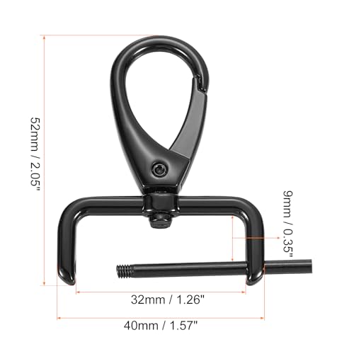 uxcell Swivel Clasps Hook, D Ring Detachable Snap Hardware Metal Lobster Claw Clasp Hook with Screwdriver - color: Black, size: 19mm(0.75 Inch)