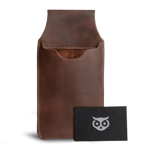Hide & Drink, Waist Phone Holder Pouch, Accessory Bag, Soft Case for Work & Outdoors Essentials, Full Grain Leather Handmade - color: Bourbon Brown