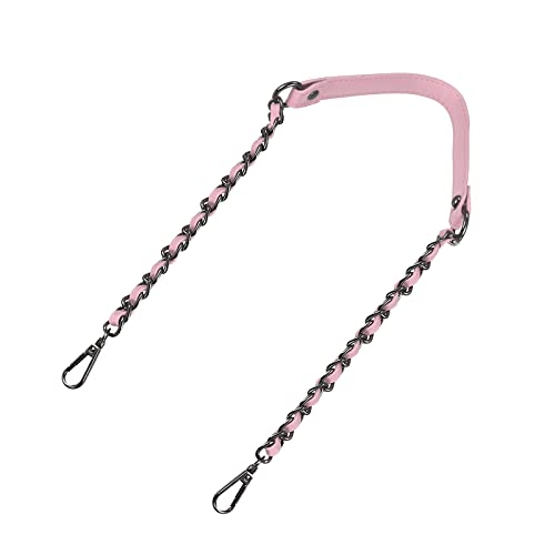 Uxcell Leather Iron Flat Chain Strap - 39" Pink and Grey Handbag Chain and Shoulder Replacement Strap - color: Pink, Grey, size: 39"