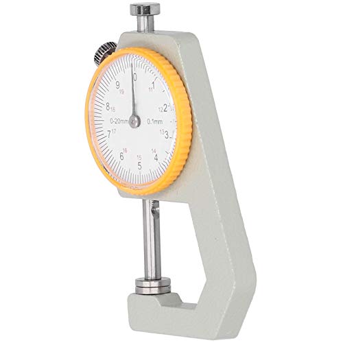 Portable Flat Head Thickness Gauge, Flat Head Thickness Tester Dial, Steel Material Thickness Tester Between 0‑10mm or 0‑20mm for Leather Cloth Measuring Accuracy (0-20mm
