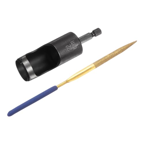 HARFINGTON Leather Hole Punch Tool 22mm 45#Steel 1/4 Hex Shank Drill Bits Electric Hollow Punch Set with 5.5" Half-Round File for Leathercraft Belt Fabric PVC Plastic Handbags Watch Band DIY - size: 22mm