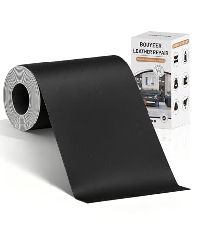 BOUYEER Leather Repair Patch Tape Kit,Self Adhesive Leather Repair for Sofa，Car Seat,Office Chair,Furniture,Jacket,Waterproof Strong Adhesive Vinyl Repair Kit. 4 in x 79 in,Fine Grained Black - color: Fine Grained Black, size: 4 in x 79 in