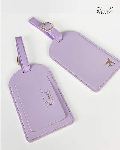 Luggage Tags for Suitcases, PU Leather Travel Tags for Luggage - color: Lavender Purple