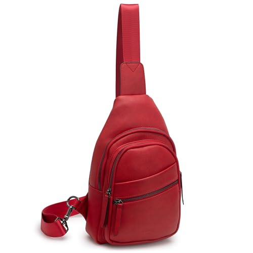 Alldaily Large Sling Bag for Women Crossbody Purse Leather Fashionable Trendy Chest Bag for Travel, Fanny Pack (Red) - color: Red