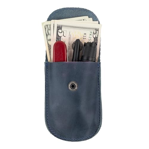 Hide & Drink, Holster Pouch, Durable EDC Waist Bag for Coins, Pocket Wallet, Headphones, Personal Items, Conveniently Attaches to Belt, Full Grain Leather, Handmade - color: Slate Blue