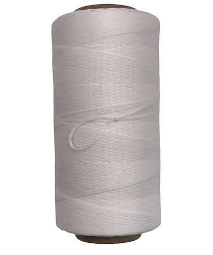 Flat Waxed Leather Sewing Threads, 100% Polyester 150D/0.8mm, 295yds All Purpose Hand Sewing Leather Stitching (Raw White) - color: Raw White