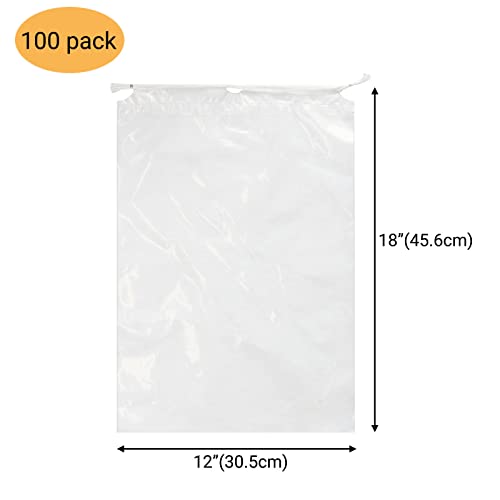 100 Pack 12x18 inch Plastic Drawstring Bags Transparent Shoe Bags - color: 12x18 inch