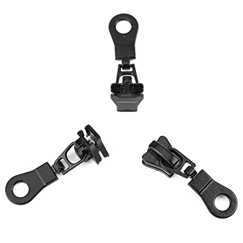 Fdit 20pcs Zipper Sliders Zipper Pulls Metal Alloy Zipper Pull Slider Head Size #5 Zip Fastener Repair Replacement for Bags Luggages Purses (Black)