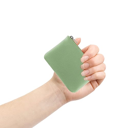 simarro Green Coin Purse, Vegan Leather Lychee Pattern Zipper Change Purse | Portable Coin Wallet Mini Change Holder for Women Coin Pocket for Women Credit Card Folded Bills ID Key Headset Lipstick - color: Green