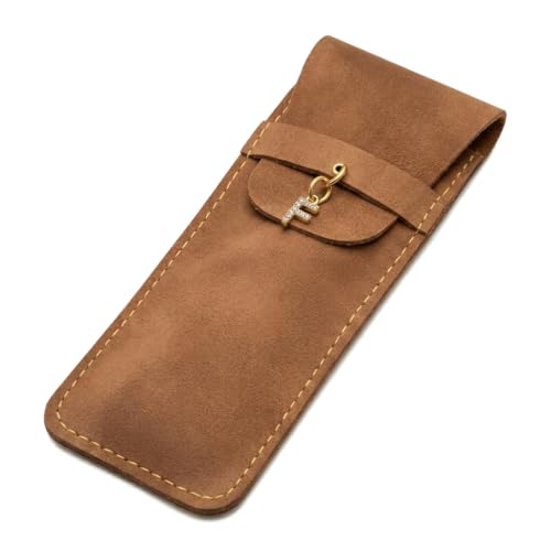 Personalized Initial PU Suede Pen Pouch - Office and Professional Storage Accessory, Ideal Gift for Coworkers (F) - color: F
