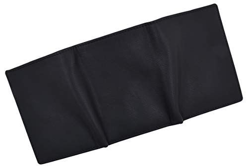 RFID Genuine Leather Trifold Badge Holder Wallet Black, Police Badge Holder