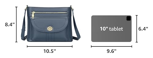 Over Earth Genuine Leather Crossbody Bags for Women Square Trendy Purses | Leather Shoulder Handbags with Card Slot, Adjustable Strap 20.8"-24.65", Fits 9.6" ipad for Work/Daily - color: Indigo Blue
