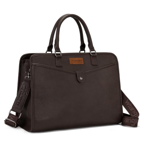 Wrangler Laptop Tote Bag for Women Fits 15.6 In Laptop for Travel and Work | Multi-compartment Organizer, Detachable Adjustable Shoulder Strap, Scratch-resistant Waterproof，Metal Feet on the Base - color: Coffee