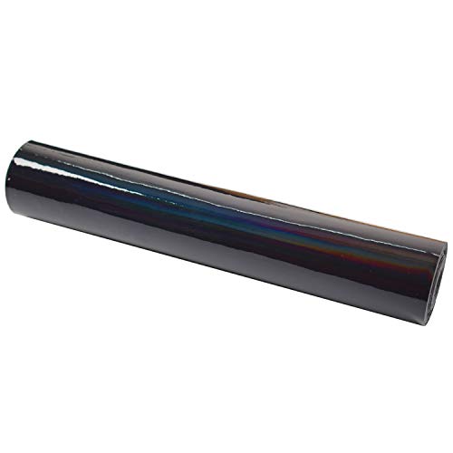 HGUAN Holographic Vinyl Fabric 12"x53"(30cm x 135cm),1roll Faux Leather Sheets are Suitable for Bows,Leather Earrings and Other DIY Craft Items (Black) - color: Black