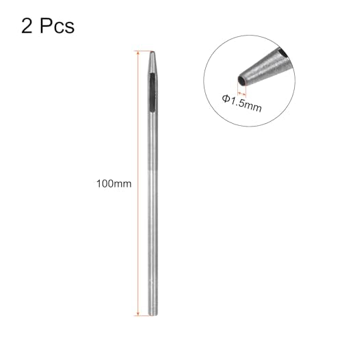 HARFINGTON 2pcs Hollow Punch for Leather 1.5mm Round Hole Punch Tool for Belt Puncher Carbon Steel Single Punch for Watch Belt Cut Leather Craft Rubber Paper Fabric Plastic Soft Material - size: 1.5mm