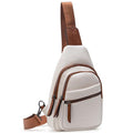 Alldaily Large Sling Bag for Women Crossbody Purse Leather Fashionable Trendy Chest Bag for Travel, Fanny Pack (White) - color: White With Brown