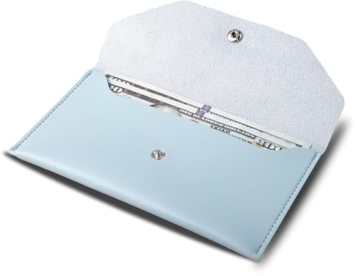 BLMHTWO Cash Wallets for Women - Reusable Leather Cash Envelope Wallet for Budgeting, Billing(Blue) - color: Blue