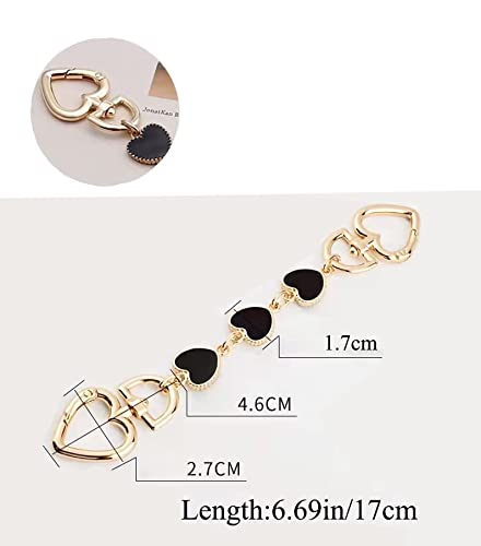 SONGKISSZQ Purse Strap Extender,Bag Extender Chain,Purse Chain Extender for Purse Handbags Shoulder Bag (Black Heart) - color: Black Heart