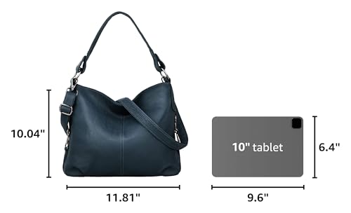 YALUXE Women's Real Leather Shoulder Bags Hobo Handbags Purse Crossbody Bag - color: Blue