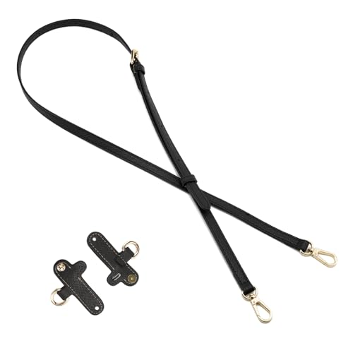 DEVPSISR Leather Strap Suitable for Longchamp Handbag,Crossbody Adjustable Shoulder Strap Conversion Kit - color: Black-gold
