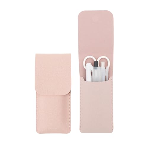 LHiDS Leather Pencil Pouch, Pen Bag for Three Fountain, Ballpoint & Rollerball Pens, Small Pencil Case, Travel Bags Organizer - color: Rose Pink, size: Small