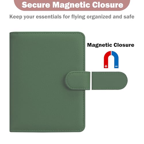 HOTCOOL Passport Holder Travel Essentials Airplane & Cruise Essentials Ship Leather Wallet Cover Case RFID Blocking Women & Men Vacation Travel Accessories Gifts Deals, Litchi - Green - color: A Litchi Green