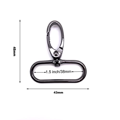 1.5 inch Swivel Lobster Clasp 1-1/2 inch Metal Swivel Snap Hooks | 10pcs for Purses Bag Hardware Handbag Backpack Shoulder Bag Dog Collors Webbing Lanyard Strap Craft Making Gunmetal - color: 1.5 inch Gunmetal