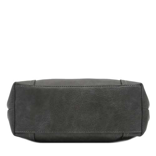 Hobo Shoulder Bag with Big Snap Hook Hardware - color: Charcoal Grey