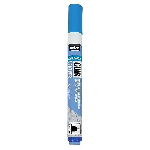 PEBEO - Setacolor Leather - Acrylic Marker for Leather and Leatherette - Customisation Bag, Shoe, Sneaker - Scratch, fold and rub Resistance - Matt/Satin Finish – iced Blue - color: Ice Blue, style: Matt/Satin