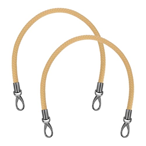 MECCANIXITY Braided Purse Strap, PU Leather Purse Strap Handle Replacement for Handbag Tote Underarm Bag Making - color: Apricot