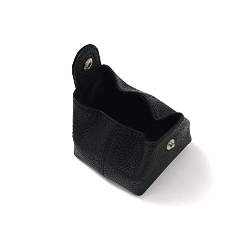 Cockatoo Genuine Leather Coin Pouch Change Holder, Mini Snap Pocket Wallet for Men Women (Black, Set of L&S) - color: Black, size: Set (Large & Small)